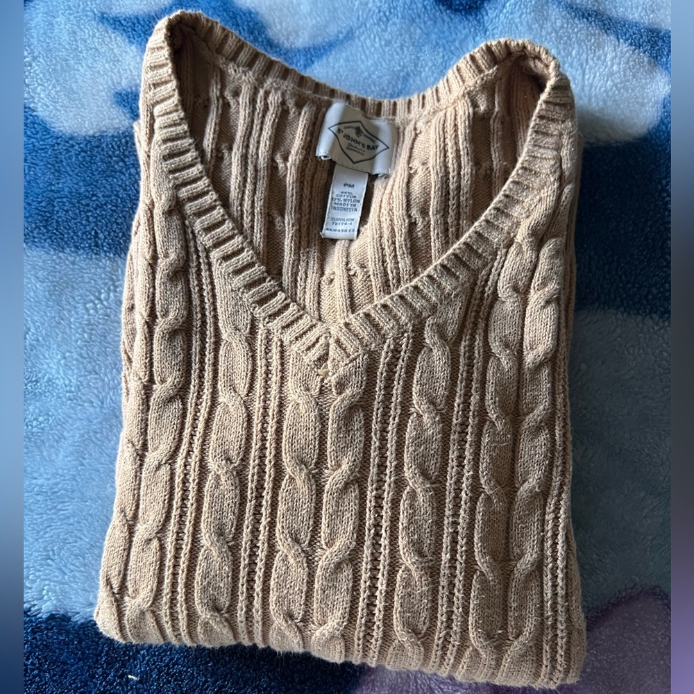 Cable Knit V-Neck Sweater